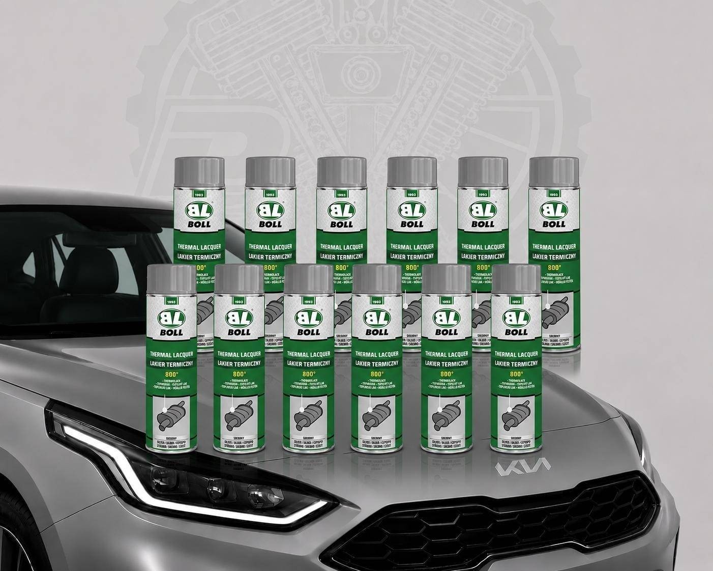 12 x BOLL 001018 Thermolack Spray SILBER  500 ml - Hitzebeständig bis 800°C